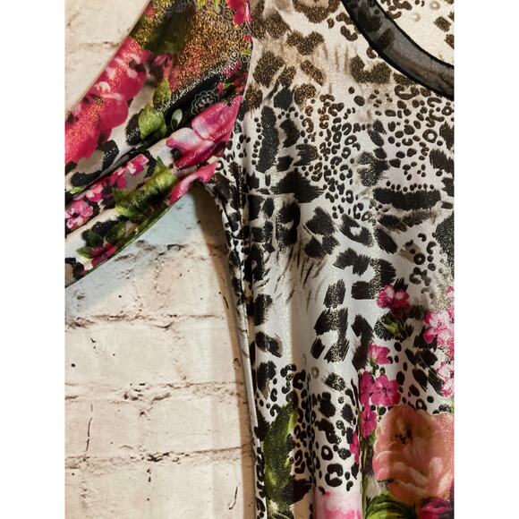 From The Heart Dress Womens XL Artsy Mixed Print Asymmetric Hem Flowy Glitter - Picture 5 of 16